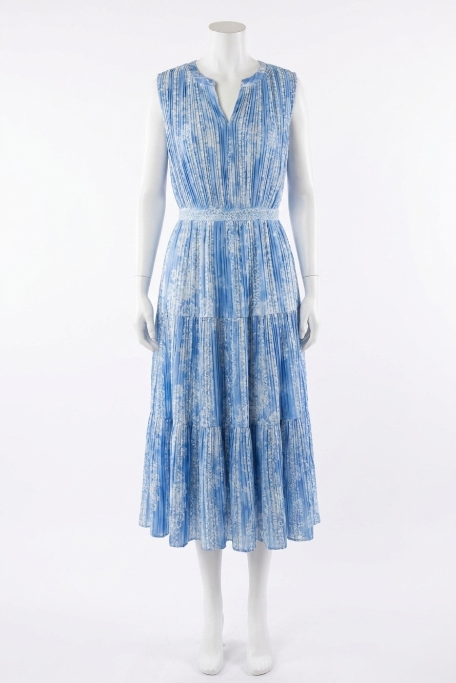 NEW CURRENT AIR katie pleated midi dress in blue